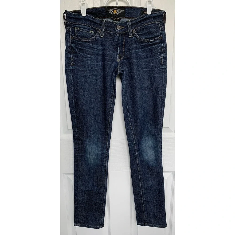 Lucky Brand Zoe Skinny Jeans Women's 4/27 Dark Wash Stretch Premium Denim EUC - Picture 1 of 12